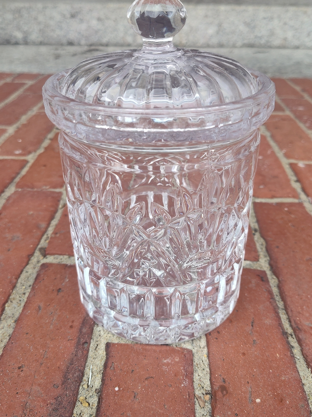 Cut Glass Lidded Candy Jar - Clear